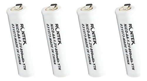 Bat. Aa 600mah C/ Terminais Rontek 1,2v (kit C/4 Peças)