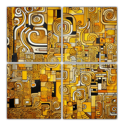 160x160cm Cuadro Amarillo Geométrico Klimt Psychedelic