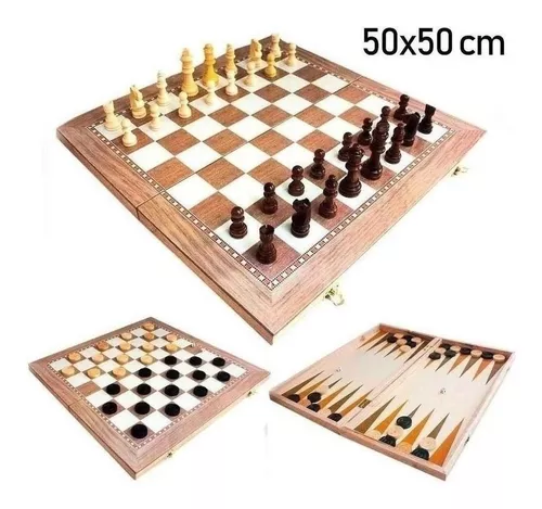 Jogo de tabuleiro xadrez dama 3 em 1 chess set pequeno hoyle