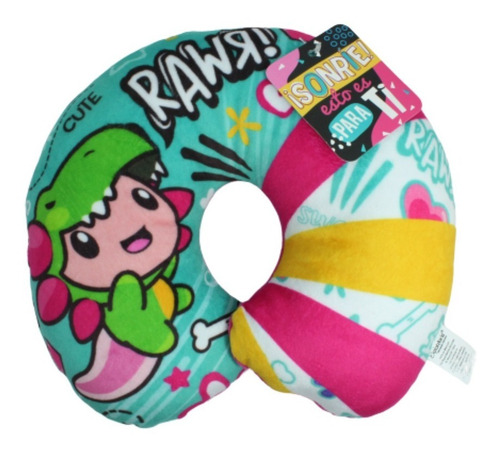 Cojín Almohada Ajolote Dormir Para Cuello Infantil Dino Rawr Verios