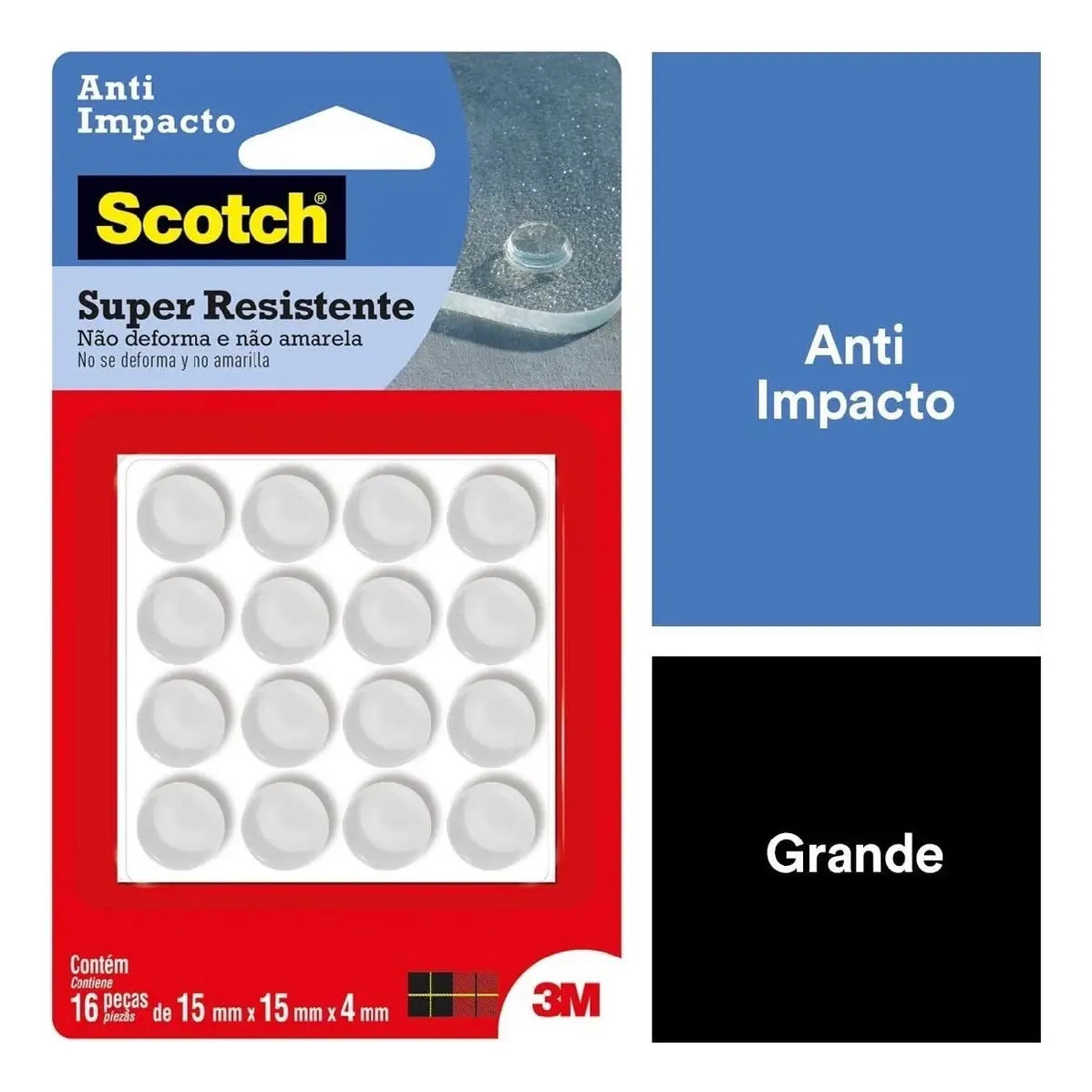 Protetor Gota Anti Impacto 3m Scotch Redondo Grande 16 Pcs Proteção Móveis Parede Porta Batida