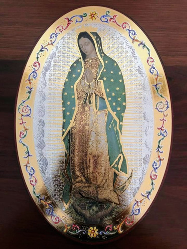 Virgen De Guadalupe Cuadro Oval Grande 30.1 Cm Italiano 