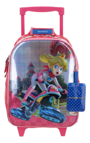 Mochila Chica Chenson Ruedas Niño Escolar Llantas Kinder Mario Princesa Peach Peam Mb66279-p Carro De Fabrica