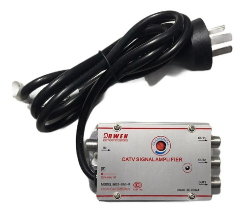 Imagen 1 de 7 de Amplificador De Señal Para Antenas Tv Uhf Vhf 20db 3 Salidas