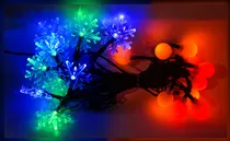 Comprar Serie Navideña Solar Led Circulares Con Copos Multicolor