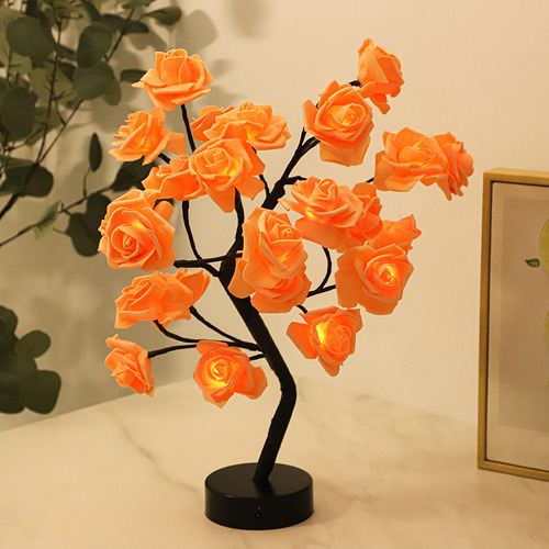 Árbol Negro Rosa Amarilla 1w 24 Luces 24 Flores Con Datos