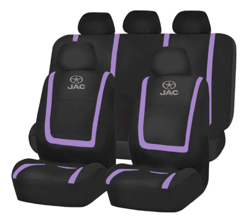 Funda Cubreasiento Tela Negro Violeta Bordado Logo Jac 