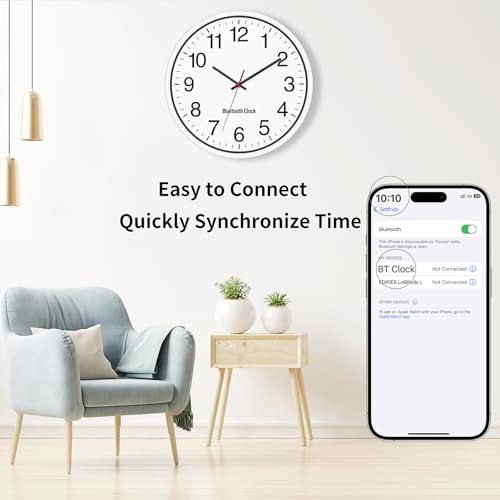 Reloj De Pared Foxtop De 12 Pulgadas Con Bluetooth, Sincroni