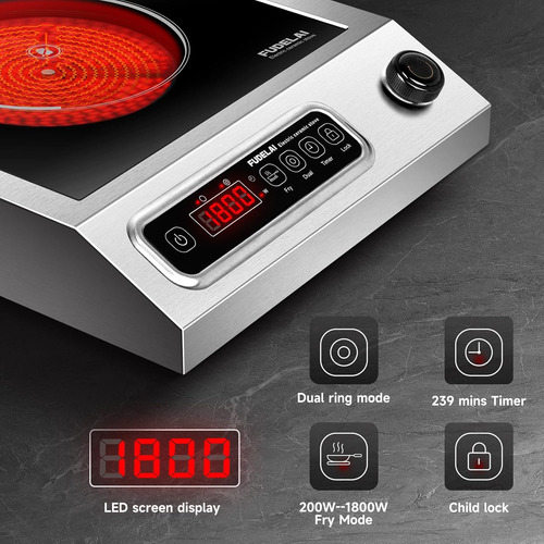 Placa Eléctrica De 1800 W Con Calefacción Infrarroja Y 9 Niv