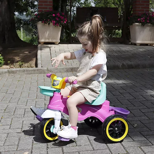 Triciclo Velotrol Infantil Bebe Motoca Rosa Menina Cestinha