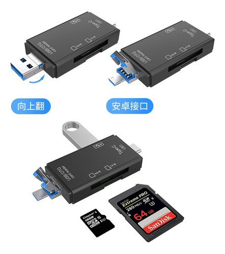 Adaptador 3 En 1 Lector Tarjetas Sd Y Micro Sd, 2.0 Usb
