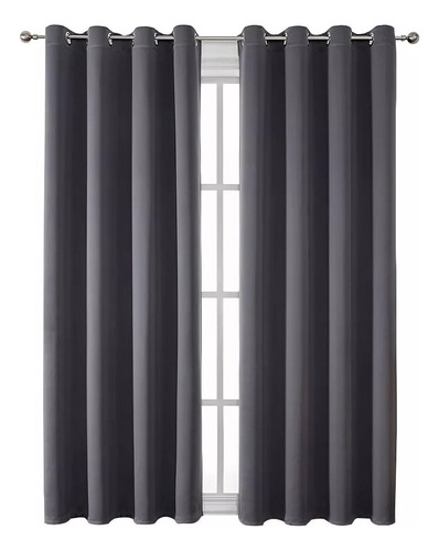  DANNIEER Cortinas Black Out de 215cm x 137.5cm lisa color gris oscuro - pack por 2