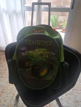 Comprar Mochila Escolar Excelente Estado Poco Uso Verde Y Negro Hot Wheels