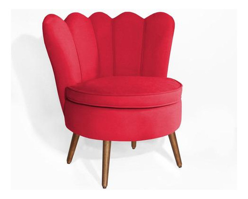 Poltrona Decorativa Dália Pés Palito Suede Cores Cor 1006 Suede Vermelho