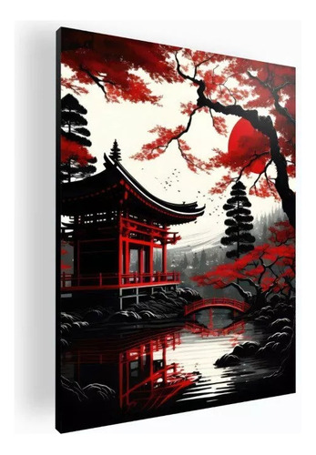 Cuadro Decorativo Mural Jardin Japones Cerezo 84x118 Cm Color N/a