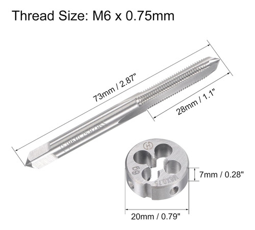 M6 X 0.030pulgadajuego De Llaves Métricas Y Troqueles, Rosca