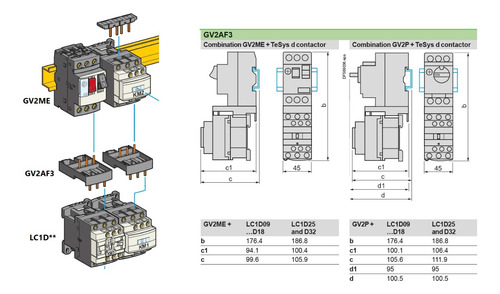 Bloque De Conexion Guardamotor Contactor Schneider Gv2af3
