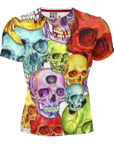 Playera Full Print Hombre Calaveras Cráneo Skull Colores 297