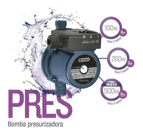 Bomba Presurizadora Pluvius Pres 100w Abastece 2 Baños 220v tanque elevado