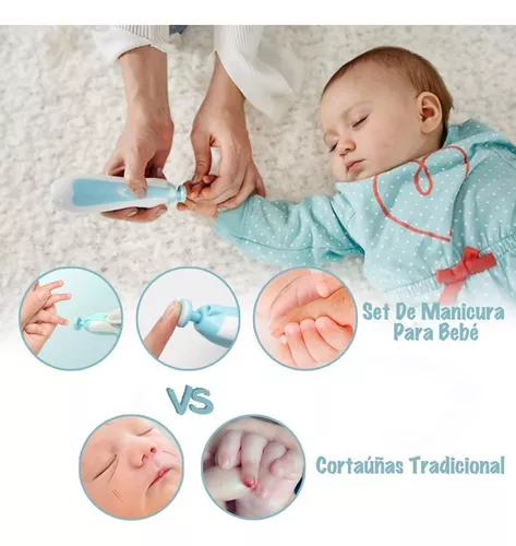  Lima de uñas eléctrica para bebé, limador de uñas, set de  manicura, cuidado de uñas, con luz LED para recién nacidos, niños y adultos  : Bebés