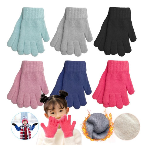 Guantes Largos Para Niños Niñas Infantiles Invierno Plush Verde Agua