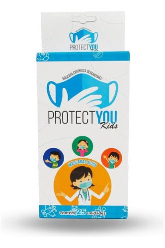 Máscara Descartável Azul Caixa 25un Protect You Kids