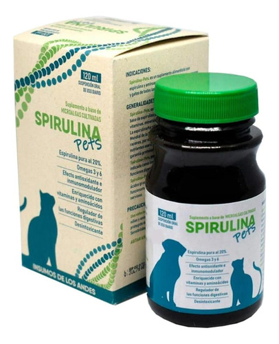 Suplemento Spirulina Con Omega Y Algas Perros & Gatos 120 Ml