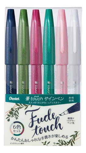 Marcadores 6 Punta Pincel Colores Pasteles  Pentel