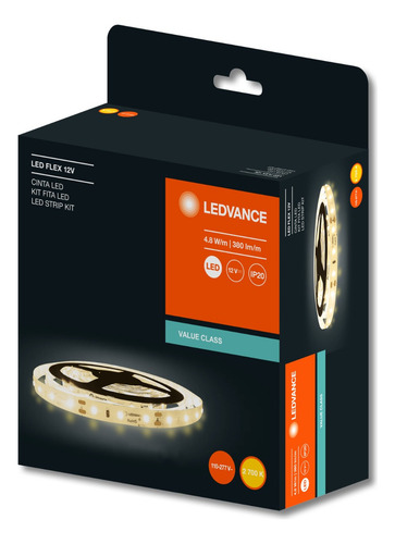 Tira Led 5m Largo 4.8w Luz Cálida Con Fuente De Alimentación Blanco Cálido