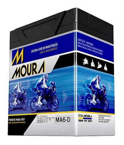 Bateria Moura Moto Original 6ah Yamaha R3 2015 Fazer 250