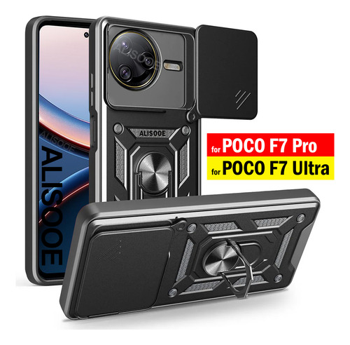 Funda Para Xiaomi Poco F7 Ultra F7 Pro, Cámara Deslizante, Anillo De Protección, Soporte, A Prueba De Golpes, Cubierta Trasera Para Poco F7 Pro Capa