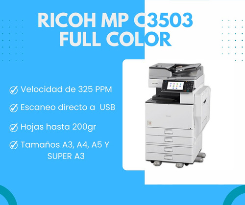 Fotocopiadora Multifuncional Láser Ricoh Mp C3503