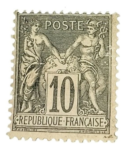 Estampilla Francia 1877 10 Cent. Yt 89 Mint -