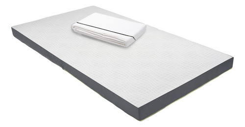 Colchón Individual En Caja 10 Cm Altura + Juego De Sábanas Gris Con Blanco