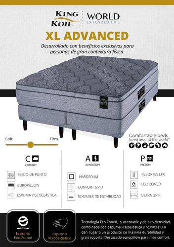 Sommier King Koil Xl Advanced 140x190 2 Plazas Para 130kg