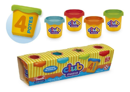 Kit De Massinhas De Modelar Usual Com 4 Potinhos De Massinha