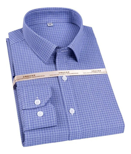 Camisa De Vestir A Cuadros A Rayas Para Hombre, Manga Larga,