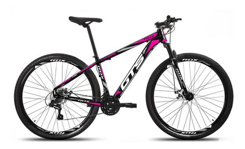 Mountain bike GTS FEEL Feel RDX aro 29 19" 21v freios de disco mecânico câmbios Shimano cor preto/rosa