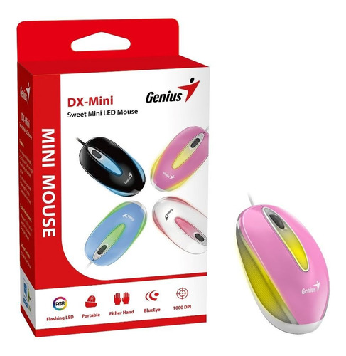 Mini Mouse Genius Dx-mini Usb Luz Rgb Rosado 