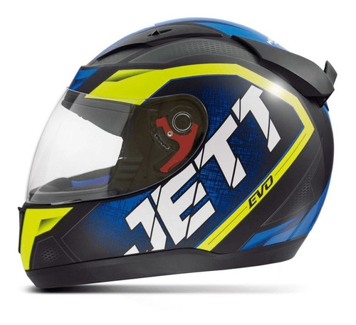 Capacete Pro Tork Fechado Jett Evo Tamanho 56 Azul / Amarelo