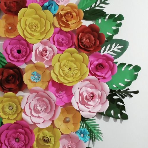 Painel De Flores Gigantes De Papel Coloridas | Parcelamento sem juros