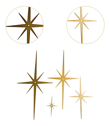 4 Piezas De Decoración De Pared Con Forma De Estrella Oro