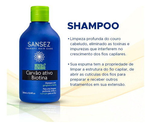 Shampoo Menta E Gengibre ( Carvâo Ativo ) - Limpeza Profunda