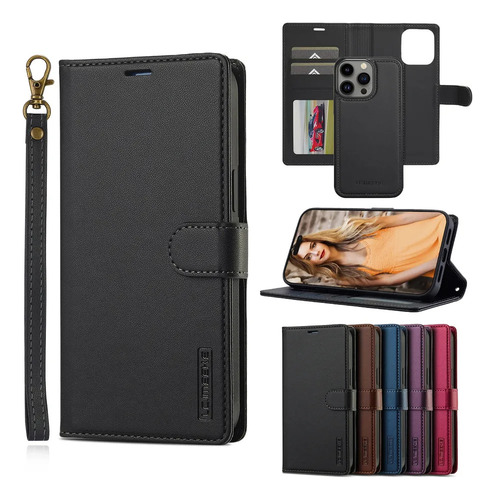 Funda Tipo Cartera De Piel Perforada Extraíble 2 En 1 Para I .