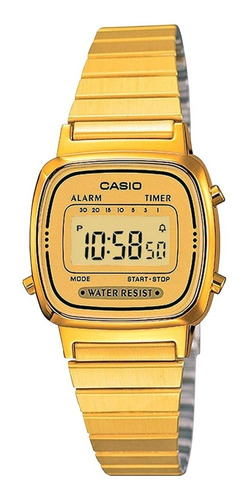 Reloj Mujer Casio La-670wga-9 Dorado Digital / Lhua Store