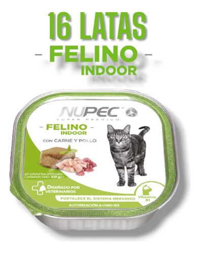 16 Latas Nupec Felino Indoor | Gatos Adultos
