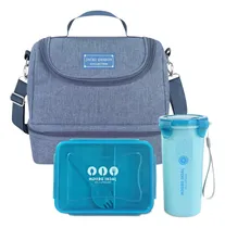 Comprar Bolsa Térmica Lancheira Alça Kit Marmita E Copo Adulto Bst3 Cor Azul-aço