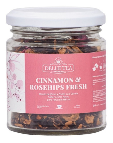 Imagen 1 de 6 de Te Hebras Delhi Tea Premium Frasco Cinnamon & Rosehips