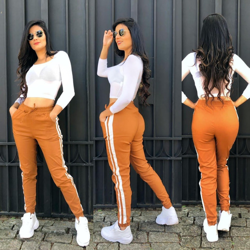 Calça Bomber Jogger Feminina Com Cordao Em Linho