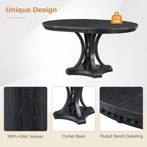 Juego De Comedor Retro De 5 Piezas Con Mesa Extensible Negra